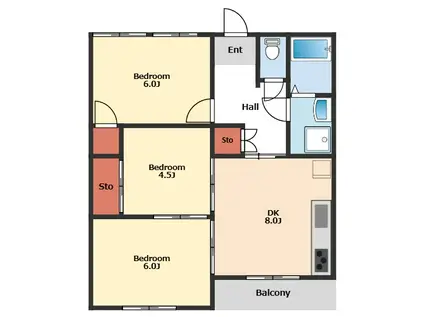 木瀬川リバーサイドマンション(3DK/1階)の間取り写真