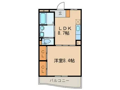 グッドウイング(1LDK/1階)の間取り写真