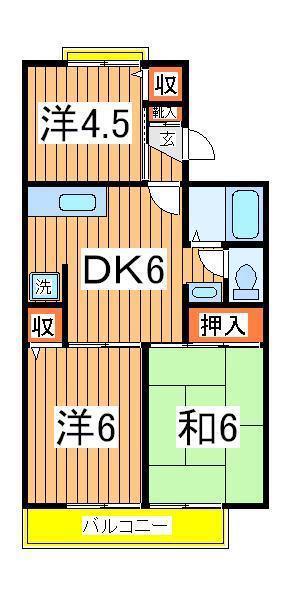 ロイヤルタウン泉C棟(3DK/1階)の間取り写真