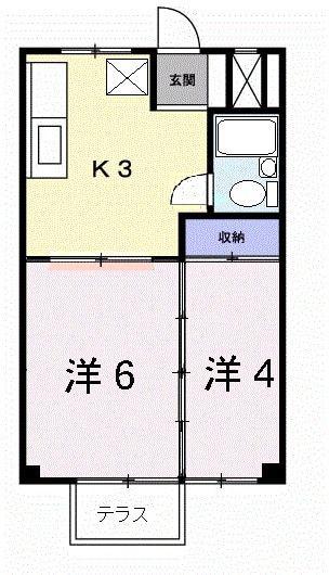 シティハイツジュン(2K/1階)の間取り写真