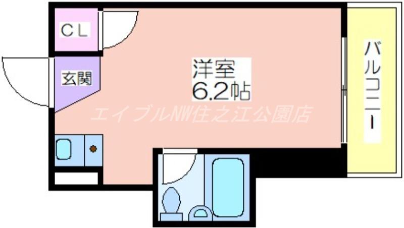 ディノ玉出(ワンルーム/3階)の間取り写真