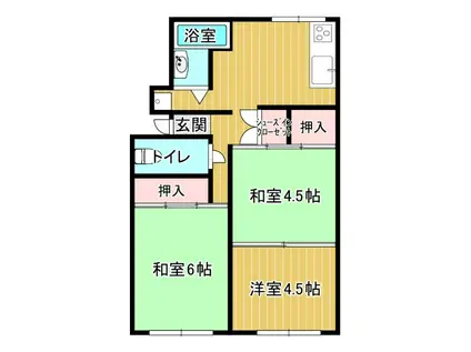 シンフォニー石坂 I(3K/2階)の間取り写真