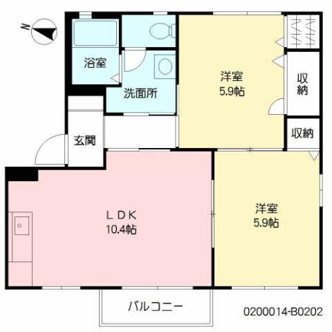ラ シエロB棟(2LDK/2階)の間取り写真