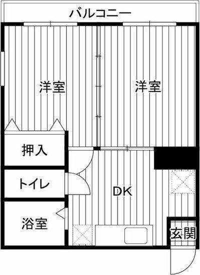中倉麻布マンション(2DK/4階)の間取り写真