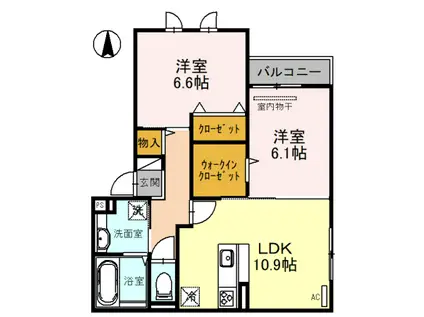 ディアコート(2LDK/2階)の間取り写真