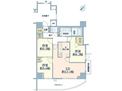 ディアスタ新子安ベイスタイル(3LDK/8階)の間取り写真