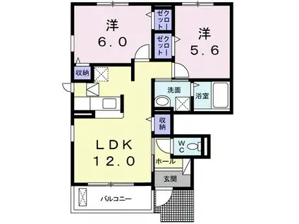 リバップ人来田(2LDK/1階)の間取り写真