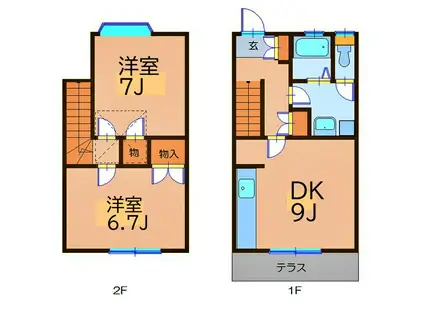 シーサイドテラス金沢八景(2DK/2階)の間取り写真