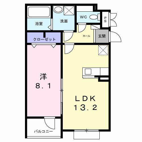 ヒカルサ岸和田畑町(1LDK/2階)の間取り写真
