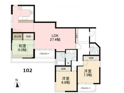 アーベイン松縄(3LDK/1階)の間取り写真