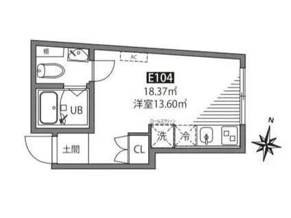 LUNA COURT AKABANEDAI(ワンルーム/1階)の間取り写真