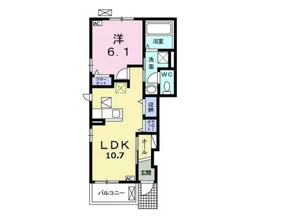 サニーウエスト B(1LDK/1階)の間取り写真