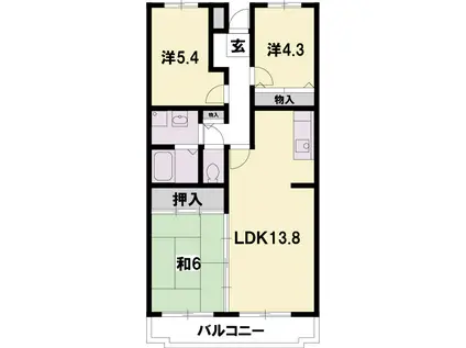 ウエストヴィレッジ弐番館(3LDK/1階)の間取り写真
