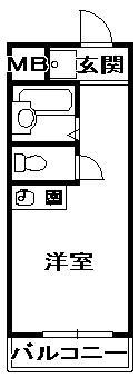 チェリーヒルズ(ワンルーム/2階)の間取り写真
