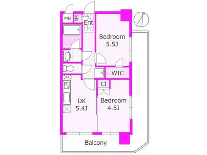 ヴィラコート横浜(2DK/5階)の間取り写真