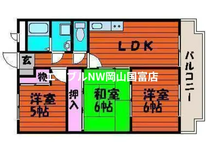 山崎マンション(3LDK/1階)の間取り写真