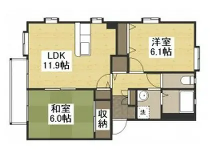 フォブールメールA棟(2LDK/1階)の間取り写真