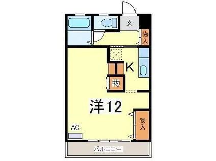 コンホルト不来方(ワンルーム/2階)の間取り写真