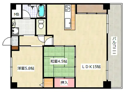エネピア庚午北(1SLDK/3階)の間取り写真
