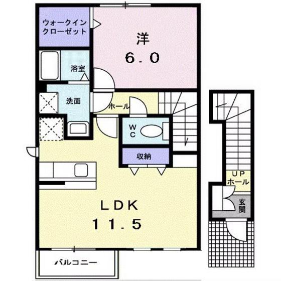 メゾン アムール(1LDK/2階)の間取り写真