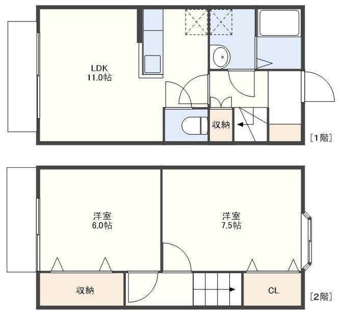 PALM HILLS(2LDK/1階)の間取り写真