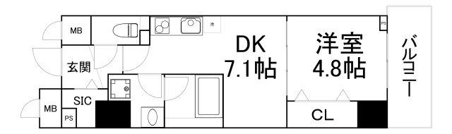 M-CHRIS(1DK/4階)の間取り写真