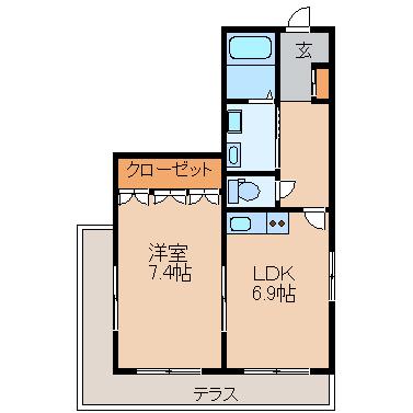 クレールメゾンサカエII(1DK/1階)の間取り写真