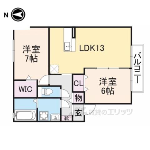 レーブ プレミール2番館(2LDK/1階)の間取り写真