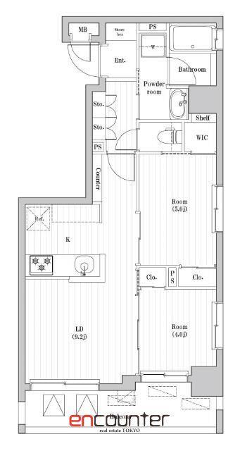 南千住レジデンス(2LDK/4階)の間取り写真