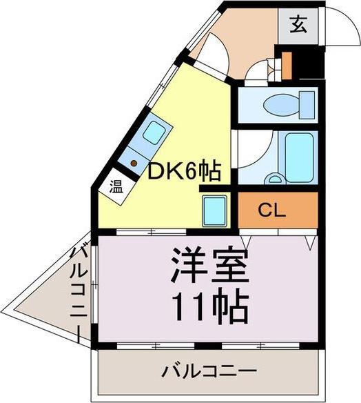 ナビオ杁中(1DK/4階)の間取り写真