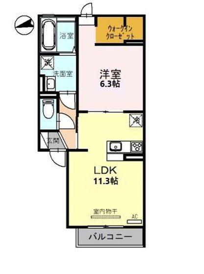 ルーナ ジェーナ(1LDK/2階)の間取り写真