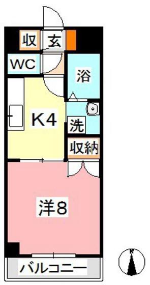 グローリー中庄(1K/2階)の間取り写真