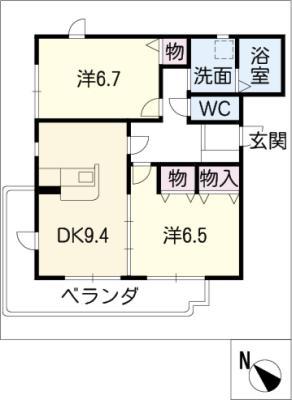 テージス(2DK/3階)の間取り写真