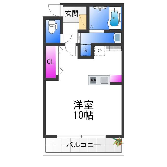 エアルレジデンスII(ワンルーム/1階)の間取り写真