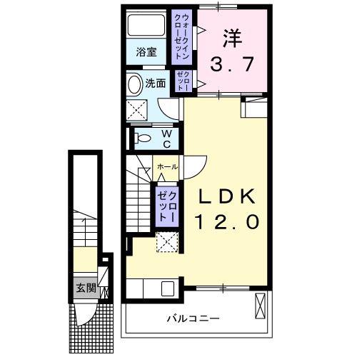 コントレイル A(1LDK/2階)の間取り写真