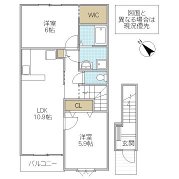 コルトン(2LDK/2階)の間取り写真