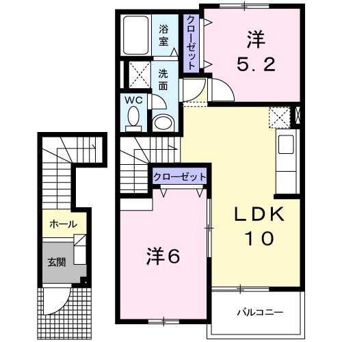 セレーノ広江II(2LDK/2階)の間取り写真