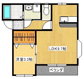 エスポワール(1LDK/2階)の間取り写真