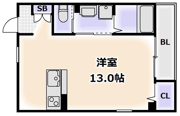 ディオコーポはりなかの(ワンルーム/2階)の間取り写真