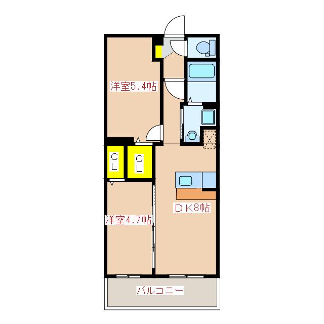 RIANMISASAGI(2DK/3階)の間取り写真