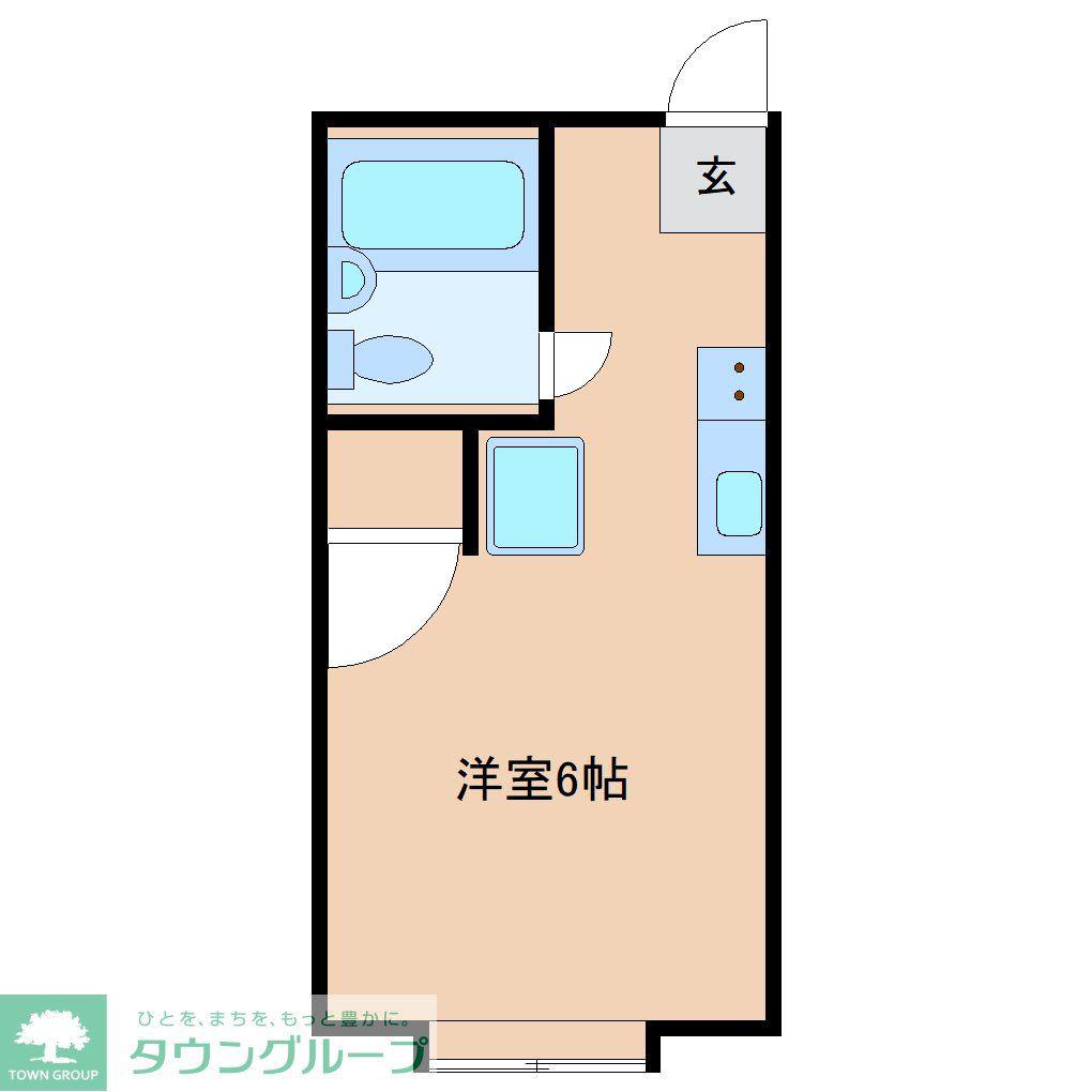 スプリングハウス(ワンルーム/2階)の間取り写真