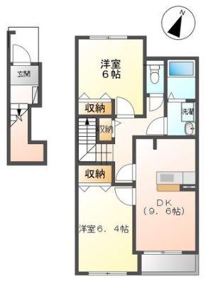 キーペットアメニティI(2DK/2階)の間取り写真
