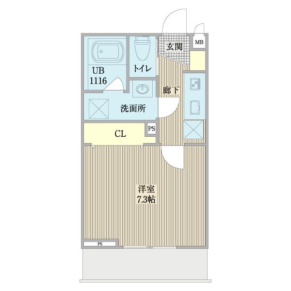 ソレイユ吹田(1K/2階)の間取り写真