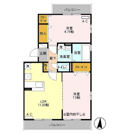 ファミール21(2LDK/3階)の間取り写真