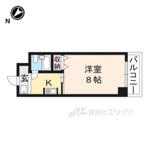 クローバーハイツⅡ(1K/4階)の間取り写真