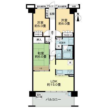 サンクタスリビオ学園大和町(3LDK/4階)の間取り写真