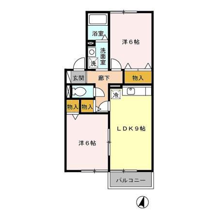 ファミールコート(2DK/2階)の間取り写真
