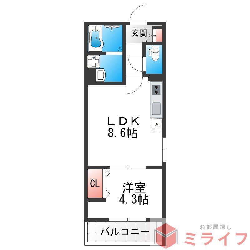 BADGE TOMOI EST II(1LDK/1階)の間取り写真