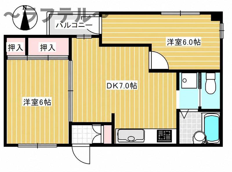 フォーベストパーク(2DK/1階)の間取り写真