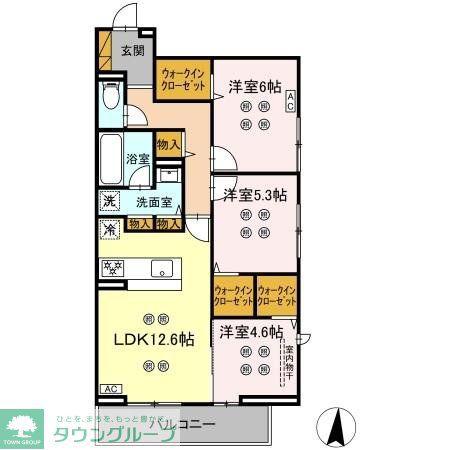 ローテ ベルク(3LDK/3階)の間取り写真